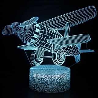 Flyvemaskine 3D lampe med fjernbetjening - Dæmpbar